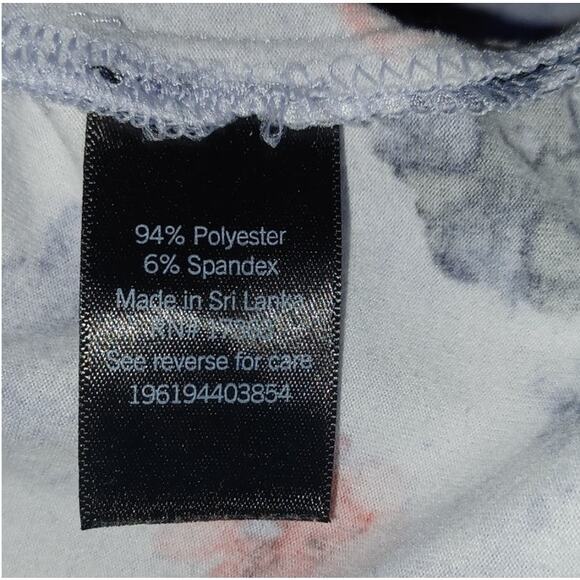 Simply Vera Vera Wang Blue Gray Floral V Neck Boxy T-Shirt Women's XXL Stretchy - Picture 6 of 7